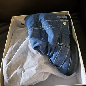 DENIM COVERED COMBAT BOOTS